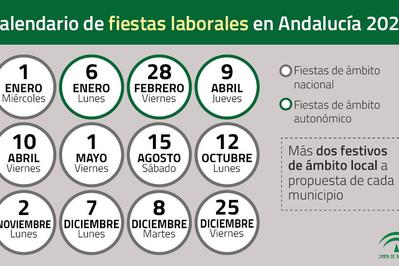 calendario de fiestas laborales en Andalucía 202