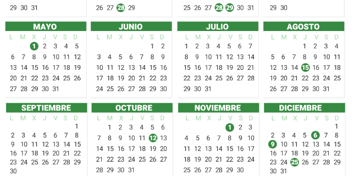 Calendario de festivos no laborables en Andalucía 2024